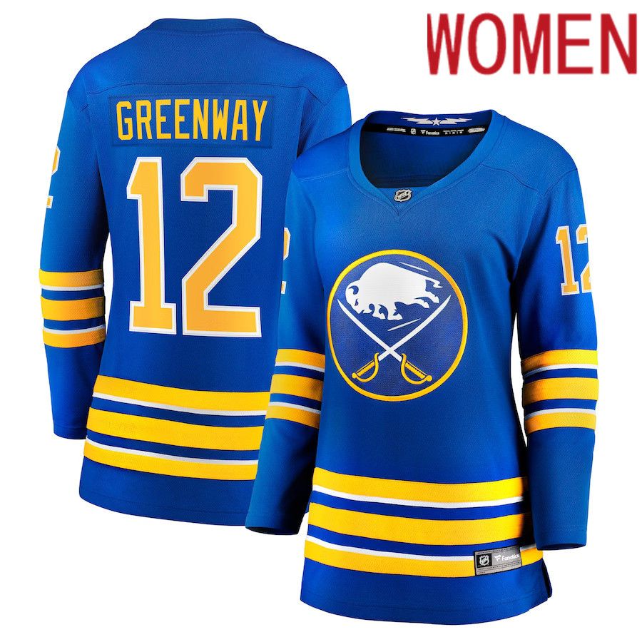 Women Buffalo Sabres #12 Jordan Greenway Fanatics Branded Royal Home Breakaway NHL Jersey